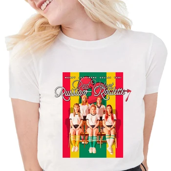 Noua Moda Tricou Kpop Catifea Roșie Wendy Yeri BUCURIE Imprimate Alb Topuri Ulzzang 90 de Vara cu Maneci Scurte T-shirt Femei Tee Topuri