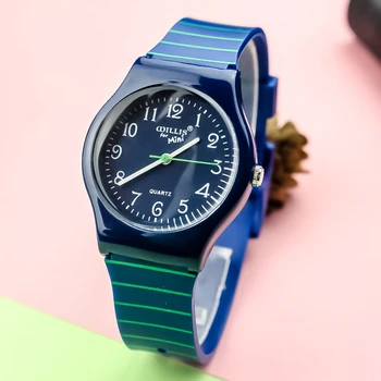 Noua moda unisex simplu dial cuarț ceas copii albastru curea silicon ceas de mana femei bărbați rezistent la apa de înaltă calitate ceas cadou