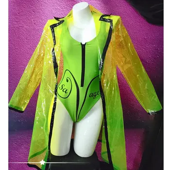 Noua Moda verde Fluorescent bodysuit haina Costume de Dans Feminin Ds Dj costum de Scenă Pentru Cântăreață de Bar Club de noapte Festiv rave purta