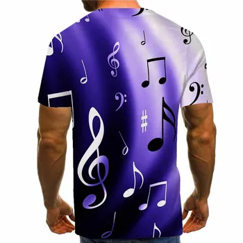Noua Personalitate tipar Digital 3d Bărbați cu Mânecă Scurtă T-shirt Notă Muzicală Foc Adolescenți Liber Casual Gât T-shirt, Blaturi