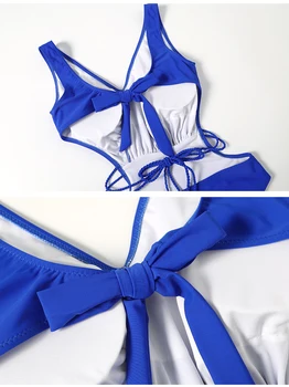 Noua Sexy Albastru Costume de baie O Piesă Stil coreean Femei Costum de Baie Feminin Împinge în Sus Căptușit Beachwear 2020 Slim-piese monokini