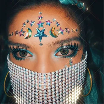 Noul Accesoriu de Moda de Cristal Diamond Mesh Masca Cosplay Fata de Bijuterii pentru Femei Club de Noapte Strălucitoare Stras Masca Gura Decor