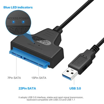 Noul Adaptor SATA III, USB 3.0 Cablu Hard Disk Extern USB la Serial ATA 22pin Converter Hard Disk W/ UASP pentru 2.5