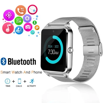 Noul Bluetooth Metal Curea de Ceas Inteligent Z60 Bărbați Femei Încheietura mâinii Suport Smartwatch cu Sim Card TF pentru Smartphone Android IOS PK GT08 Q18