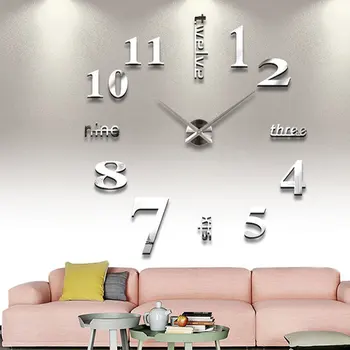 Noul Ceas de Perete Ceasuri de 47 inch 3D DIY Acril Oglindă Autocolante pentru Acasă Decorare Camera de zi Cuarț Ac Horloge