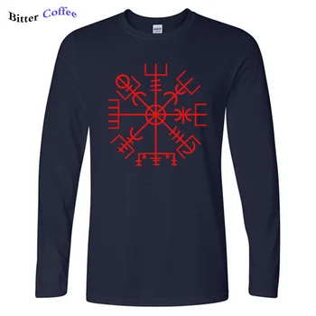 NOUL Compass Simbol pentru Bărbați Tricou Viking Nordica Veche Scandinavia Metal Mâneci Lungi de Toamnă de Moda T-Shirt pentru Bărbați Îmbrăcăminte