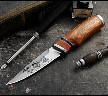 Noul cuțit de vânătoare pur forjate manual de supraviețuire în aer liber mic drept mâner de Lemn duritate mare de cuțite ascuțite