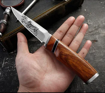 Noul cuțit de vânătoare pur forjate manual de supraviețuire în aer liber mic drept mâner de Lemn duritate mare de cuțite ascuțite