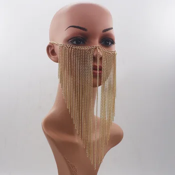 Noul Design Femeile De Culoare De Aur De Aluminiu Lanț Multi-Straturi Ciucure Cap Lanțuri De Față Bijuterii Si Cap De Bijuterii Cadou De Halloween