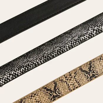Noul Designer Negru Piele de Sarpe Print Curea de Piele Femei de Moda de Aur Pin Cataramă Curele Talie pentru Femei Blugi Cinturon Mujer 2020