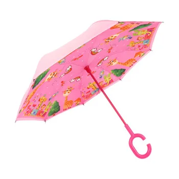 Noul dublu-strat pentru copii inversă umbrela de școală elementară umbrela de creație personalizate de culoare se ocupe de copii de desene animate umbrela