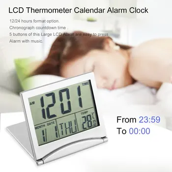 Noul Ecran LCD Digital Termometru Calendar Ceas Deșteptător Flexibil Acoperi Ceas de Birou