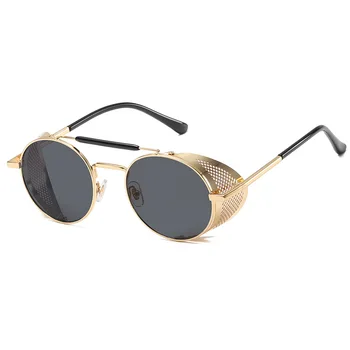 Noul Europene și Americane steampunk ochelari de soare de sex feminin parte parbriz ochelari de soare retro flip metal rotund ochelari de soare fabrica dire