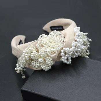 Noul Europene și Americane tesatura exagerat perla flori franjuri bentita personalizate doamnelor bal cadou de accesorii de par 770