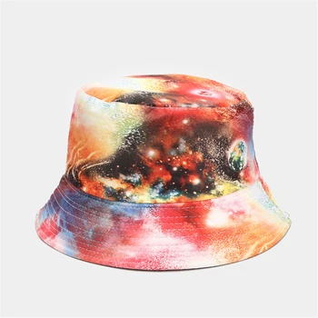 Noul Graffiti Galaxy Găleată Pălărie de Moda pentru Femei de protecție Solară Pescar Pălării de sex Feminin Strada Tendință de Bumbac Bazinul Pălăria față-verso Soare Capac