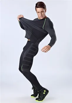 Noul iute Uscat Fitness Trening Strâns de Funcționare Set tricou cu Pantaloni Legging Barbati Sport Black Sală de Sport Costum de Jogging Bine Bunuri
