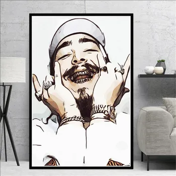 Noul Post Malone Hip Hop Rapper Cantareata De Muzica Star Pictura Arta Poster Și Printuri Panza Poze De Perete Pentru Camera De Zi Decor Acasă