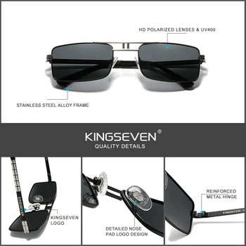 Noul Sosit KINGSEVEN Polarizat ochelari de Soare din Oțel Inoxidabil Cadru de Epocă Brand Design Dreptunghi de Conducere Pescuit ochelari de Soare N760