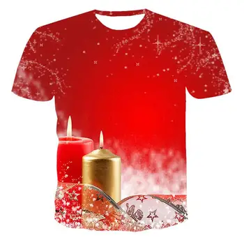 Noul T-shirt pentru bărbați de înaltă calitate pentru bărbați și femei T-shirt de Crăciun, maneca scurta, imprimare 3D vacanță de Crăciun pentru bărbați T-shirt