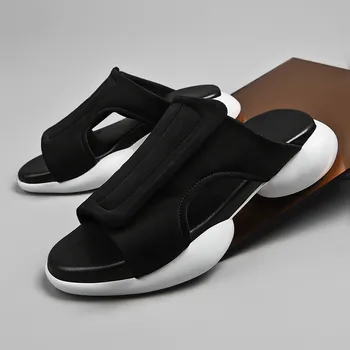 Noul Trend Bărbați Vară Papuci Confortabile În Aer Liber, Papuci Mens Moale Talpa Plat Papuci Barbati Negri Casual Barbati Pantofi De Plaja