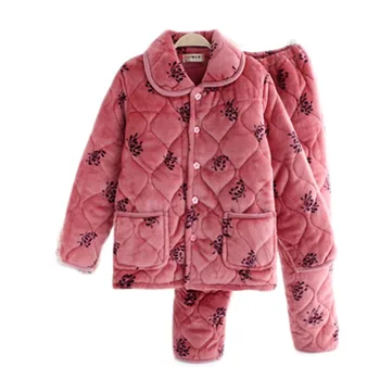 NOUL Trend la Produse pentru Femei de iarnă pijamale Doamna haine set de haine de Acasă fo femei Coral fleece Matlasat pijamale Super cald 300