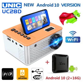 NOUL UNIC UC28D Mini Proiector LED Portabil Acasă USB Telefon Mobil 10 ANSI 480*272 TF card AV 5V 2A U disc DVD TV BOX 3.5 MM