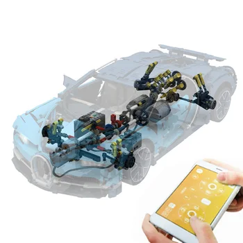 NOUL Upgrade-ul Bugatti Retrofit kit Bluetooth APP Versiunea RC 4-Canal de litiu android oficial Baterie MOC Blocuri Caramizi Jucării DIY
