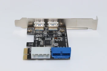 Noul USB 3.0 PCI-E Card de Expansiune Adaptor Extern, 2 Porturi USB3.0 Hub Intern 19pin Antet PCI-E Card 4pin IDE Conector de Alimentare
