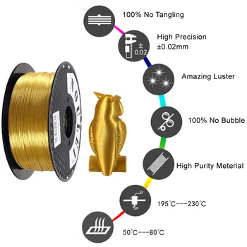 Noulei Strălucitoare PLA Filamente Mătăsoase Materiale de Imprimare 3D 1,75 mm 1KG de Imprimare cu Filament de Metal ca Simt Fabrica Consumabile