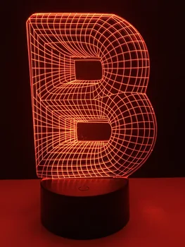 Noutatea 3D Lampa scrisoare alfabet B 7 culori schimbare, Birou de Bec cu LED USB cu Atingere Comutator Controler de la Distanță bar acasă decorare