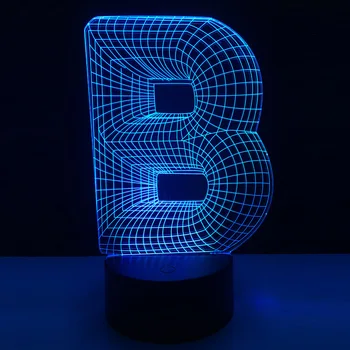 Noutatea 3D Lampa scrisoare alfabet B 7 culori schimbare, Birou de Bec cu LED USB cu Atingere Comutator Controler de la Distanță bar acasă decorare