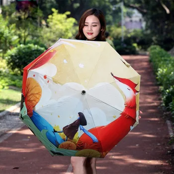 Noutatea Elemente Noi Trei Pliante De Arta Pictura De Așteptat Femei Sunny Impermeabil Umbrele Fete Și Copii Umbrelă De Soare