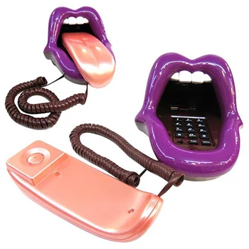 Noutatea Limba Stretching Sexy Buze Gura Telefon cu Fir Telefon cu Indicator cu LED, Audio / Pulse Dial, Mini-Telefon Fix