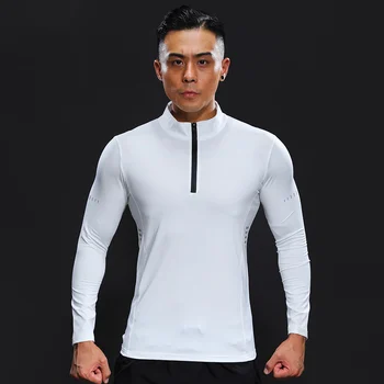Nouă Bărbați Fugind Repede Funcționare Uscată Haltere Tricou Tricou mulat cu Maneca Lunga Top Gym T Shirt Strâns de Fitness Rashgard