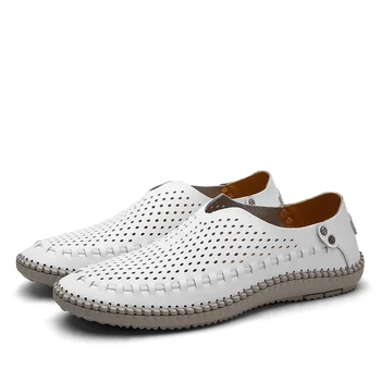 Nouă Bărbați Pantofi de Vara Barbati Mocasini Pantofi comozi din Piele Respirabil Sandale Mocasini Om Apartamente Pantofi Casual Dimensiune 38-46