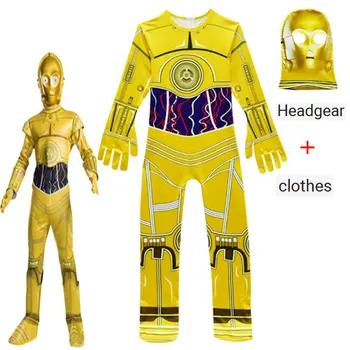 Nouă Copii Salopete Film Star Wars Costume Robot Cosplay Copii Festiv Consumabile Partid Costum De Halloween RobotBoys Articole De Acoperit Capul