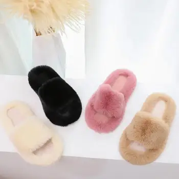 Nouă Femei Papuci Doamna Pufos Slide-uri Casual cu Blană papuci de Femei Papuci de Pluș Cald Iarna Pantofi Platforma Zapatos De Mujer