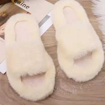 Nouă Femei Papuci Doamna Pufos Slide-uri Casual cu Blană papuci de Femei Papuci de Pluș Cald Iarna Pantofi Platforma Zapatos De Mujer