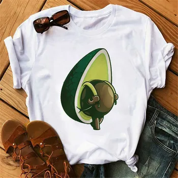 Nouă Femei T-Shirt de Vară Drăguț Avocado Imprimate Topuri Tricouri Femei tricou Maneca Scurta Alb Tricou pentru Doamna Topuri Casual