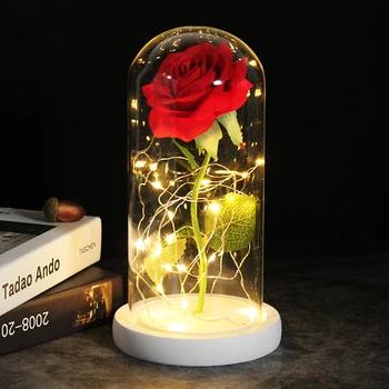 NOUĂ Frumusețe Și ia Veșnică Floare Trandafir În Balon Decor de Nunta Flori Artificiale În Capac de Sticlă Pentru Cadouri de Ziua Îndrăgostiților