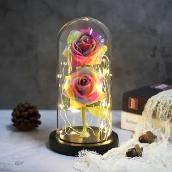 NOUĂ Frumusețe Și ia Veșnică Floare Trandafir În Balon Decor de Nunta Flori Artificiale În Capac de Sticlă Pentru Cadouri de Ziua Îndrăgostiților
