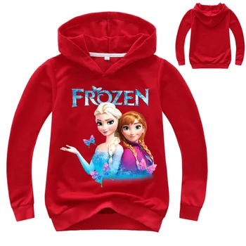 Nouă Primăvară De Toamnă Desene Animate Frozen Elsa Anna Imprimare Tricou Baiat Fata Cu Gluga Copii Costum Pentru Adolescente Brand Sport Maneca Lunga Tricou