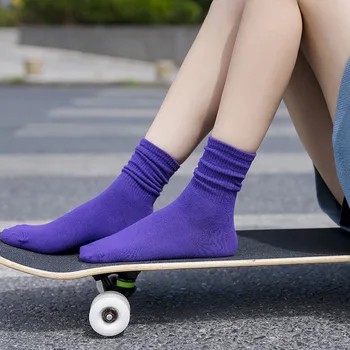 Nouă Primăvară pentru Femei din Bumbac de Culoare Respirabil Skateboard Casual Socks 5 Perechi