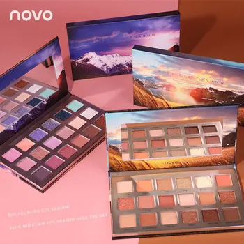NOVO Brand 18 culori Fard de pleoape Paleta super pigmentate Mat si stralucitor/pudră strălucitoare pentru ochi machiaj munți în cer