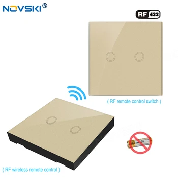 NOVSKI UE Smart Home RF Touch Comutator, Cristal Panou de Sticlă, 433Mhz RF Control de la Distanță Comutator de Lumină, Capacitiv Touch Sensing Panou