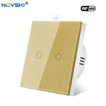 NOVSKI UE Smart Home RF Touch Comutator, Cristal Panou de Sticlă, 433Mhz RF Control de la Distanță Comutator de Lumină, Capacitiv Touch Sensing Panou