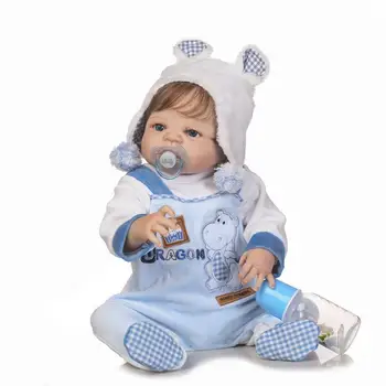 NPK 23 inch piele Alb Baby Dolls Realist Plin de Silicon de Vinil în Viață Fată Renăscut Baby Doll Pentru Copii Cadouri bonecas renăscut