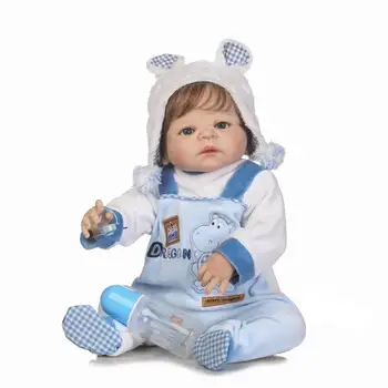 NPK 23 inch piele Alb Baby Dolls Realist Plin de Silicon de Vinil în Viață Fată Renăscut Baby Doll Pentru Copii Cadouri bonecas renăscut