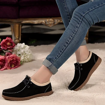 Nubuc Mocasini Femeie Piele Pantofi Plat Superficial Adidași Doamnelor Alunecare Pe Pantofi De Piele De Căprioară Vacă Casual Plat Mocasines De Mujer