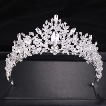 Nunta Coroana de Cristal Stras Coroana de Mireasă de culoare Argintie Diademe Și Coroane Mirese Diademă de Păr Bijuterii de Mireasa Accesorii de Par